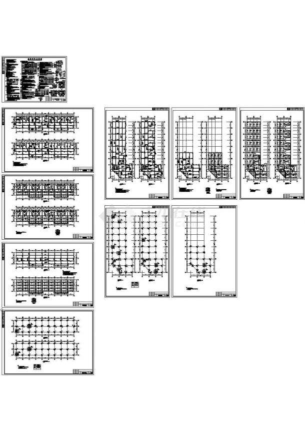 框架结构综合服务中心楼结构施工图（三层柱下独立基础）CAD版-图二