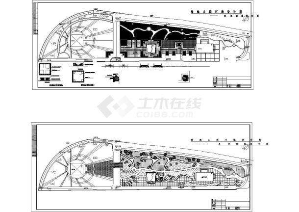 峰鹤公园景观平立剖面CAD布置图-图二