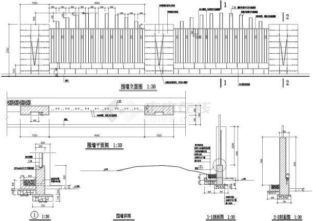 某小型围墙设计参考套图-图一