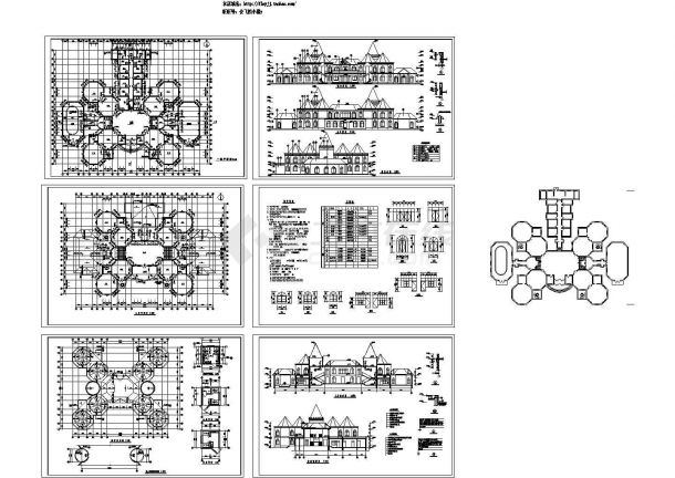 2053平米2层欧式幼儿园教学楼建筑设计施工cad图纸，共六张-图一