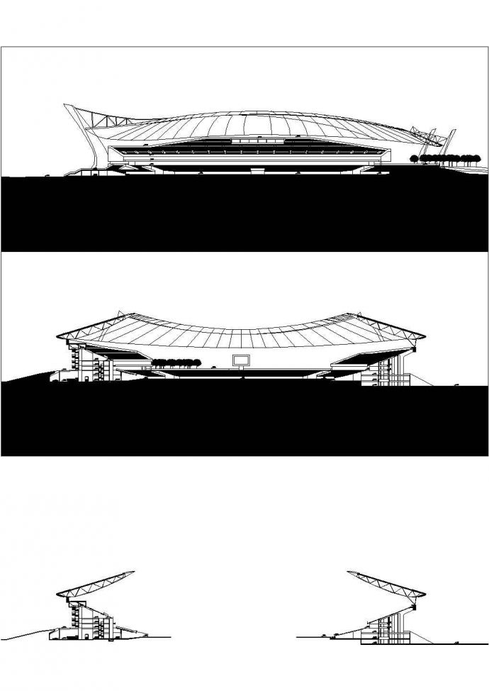 -1+5层大学城大型体育场建筑方案设计图 【各层平面图 总平 剖面图 规划简介（无立面图）3个CAD 1DOC】_图1