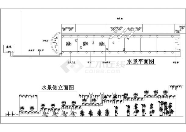 某水景墙细部设计cad施工图-图二