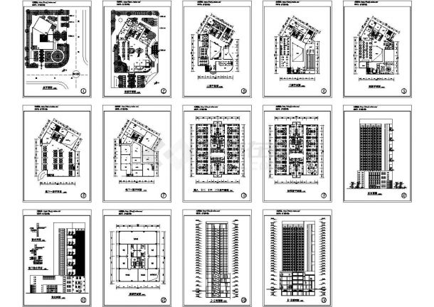 22层宾馆综合楼设计建筑施工cad图纸（含地下二层，共十四张）-图一