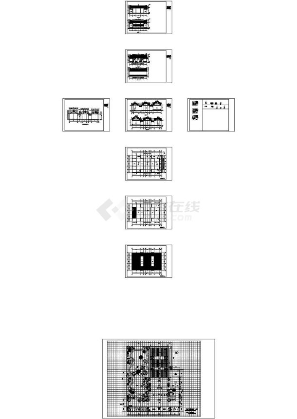 南方某民间框架结构祠堂建筑设计cad全套施工图（含效果图）-图一