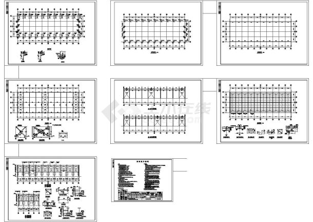 某公司钢结构厂房结构设计cad施工图-图二