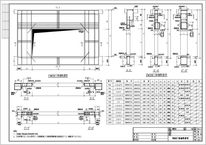 FMDB门框墙配筋图详细设计CAD图纸_图1