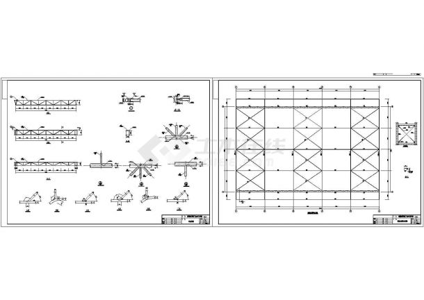 某学校风雨操场钢架结构设计cad施工图-图二