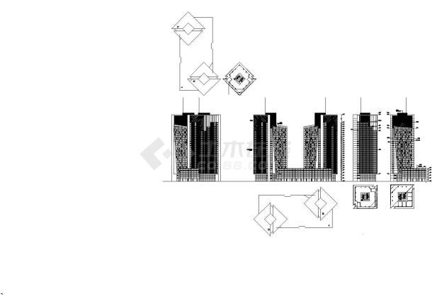 法国二十七层PA办公楼设计cad图，共七张-图二