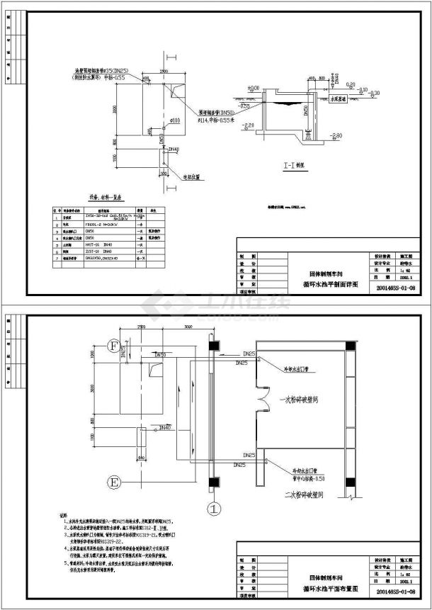 洁净厂房制剂车间给排水设计施工cad图，共六张-图一