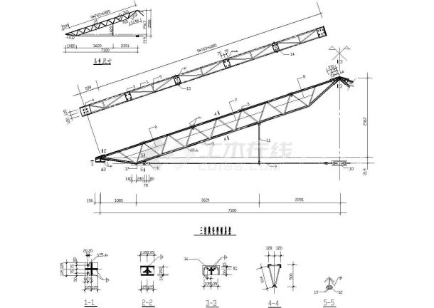 钢桁架屋架设计CAD大样图-图二