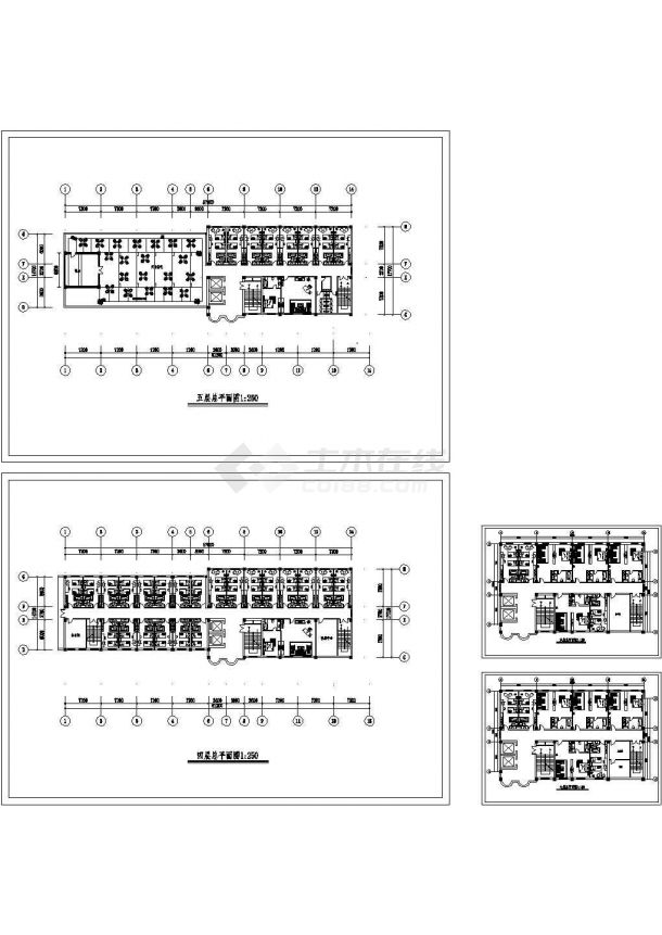 七层酒店综合楼规划设计建筑施工cad图纸，共四张-图一