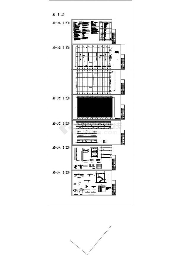 某车间四跨（含两跨吊车）建筑施工图-图一