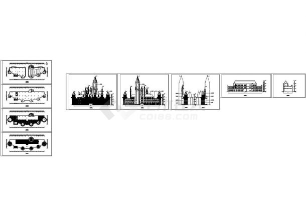 某三层游乐园仿欧式城堡大门建筑设计cad全套初步方案图（甲级院设计）-图一