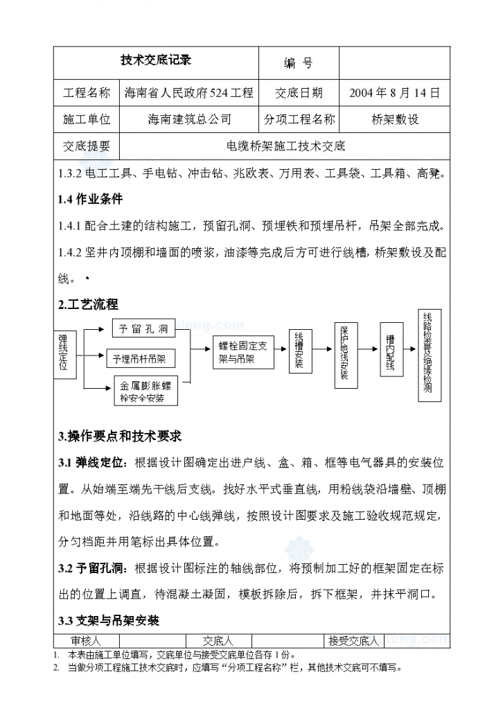 桥架敷设电缆桥架工程施工方法和技术交底-图二