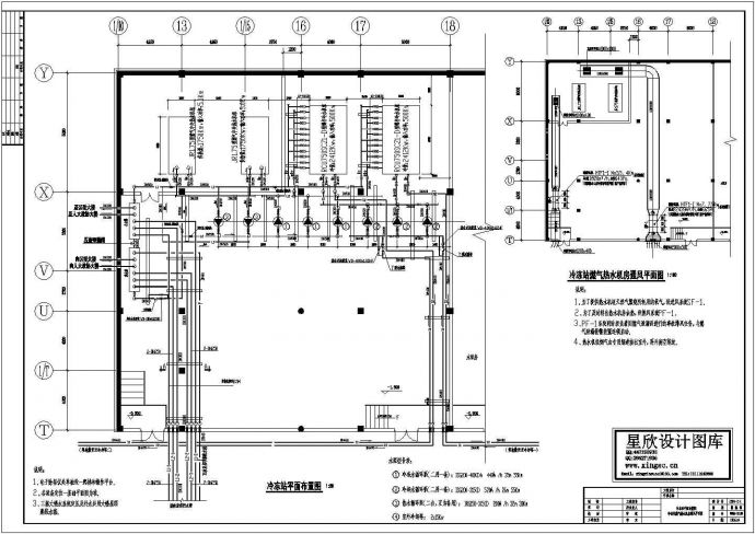 冷冻站燃气热水机房通风设计cad图(含平面图)_图1