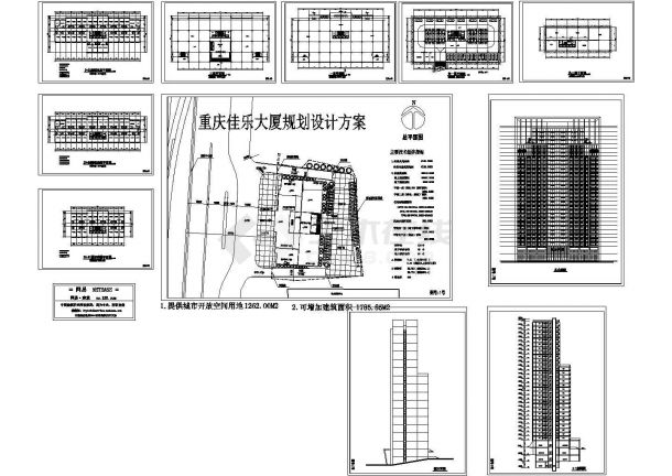 38219平方米重庆佳乐大厦综合楼设计施工cad图纸，共十一张-图一