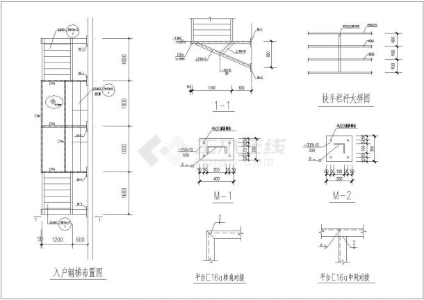 某小区别墅入户钢楼梯结构CAD布置图-图一