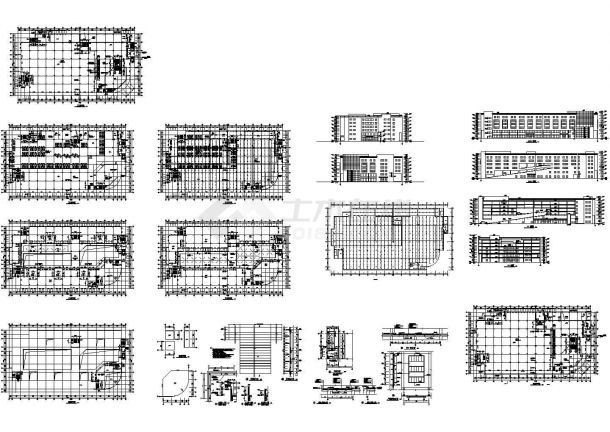 六层商业大厦综合楼设计建筑施工cad图纸，共十三张-图一