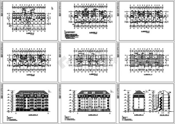 某六层框架结构小型住宅楼设计cad详细建筑施工图纸（标注详细）-图一