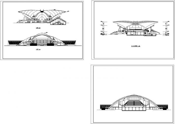 某多功能大型会展中心设计CAD全套建筑方案图纸（标注详细）_图1