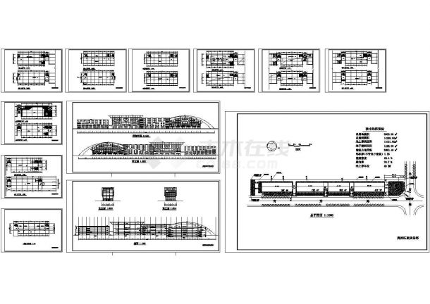 某多层框架结构高级体育馆设计cad全套建筑施工图纸（含效果图）-图一