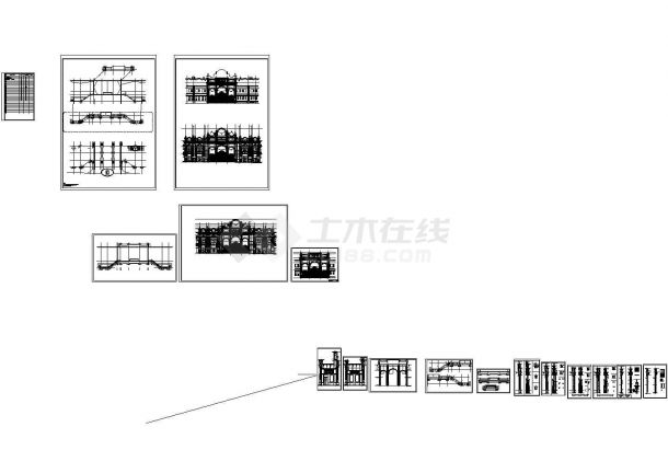 某住宅小区欧式大门建筑设计cad全套方案图（标注详细）-图一