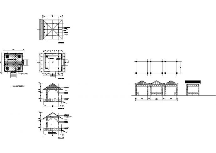 某小区一套园林景观木质凉亭设计cad全套建筑施工图（甲级院设计）_图1