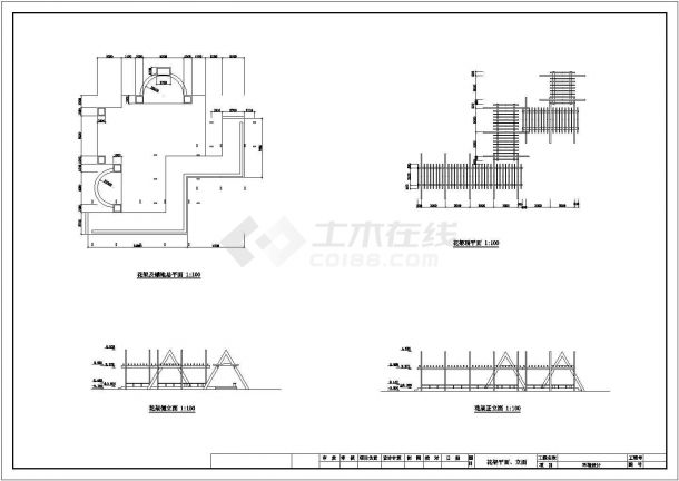 某折线花架的建筑设计CAD施工图纸-图一