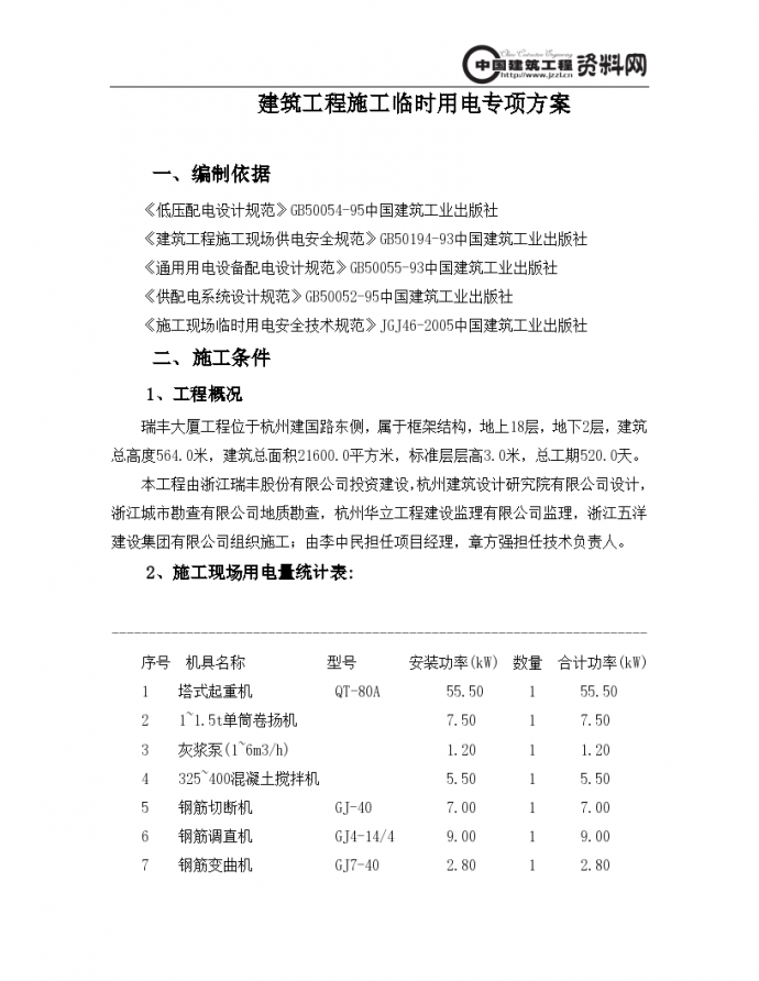 上海徐汇区某建筑工程施工临时用电专项方案_图1