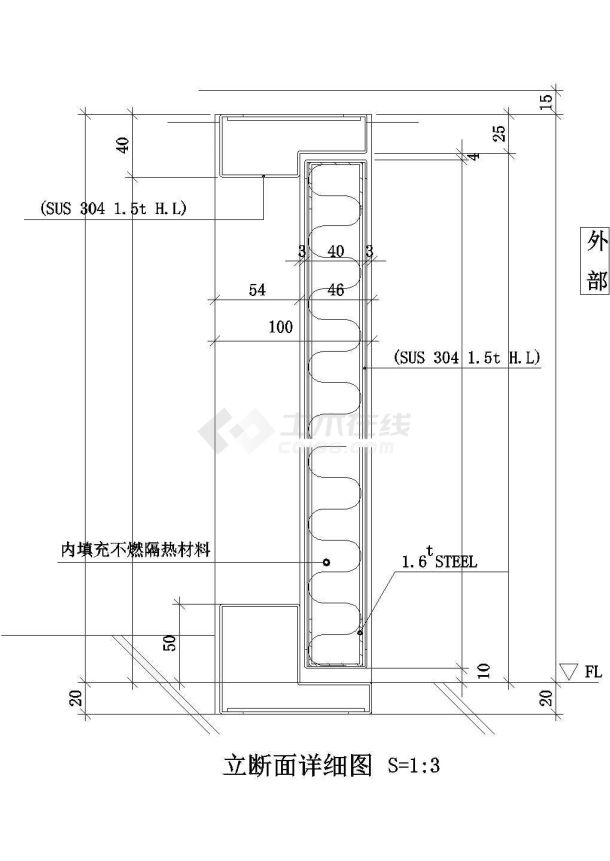 金属门-立断面详细图2CAD施工图设计-图一