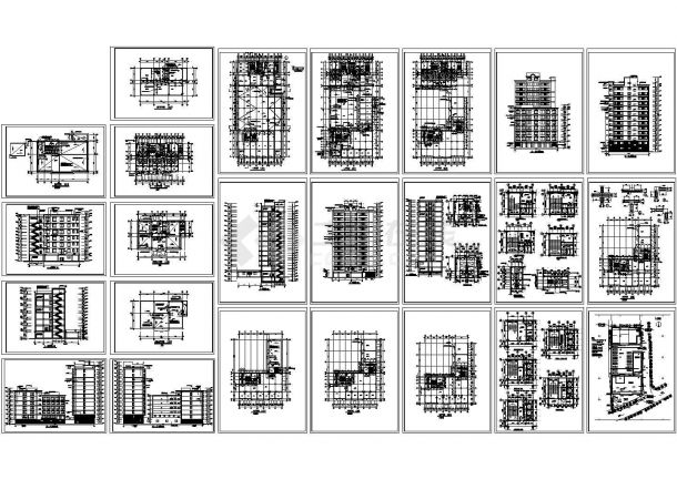 11279平方米高层宾馆综合楼设计建筑施工cad图纸，共二十四张-图一