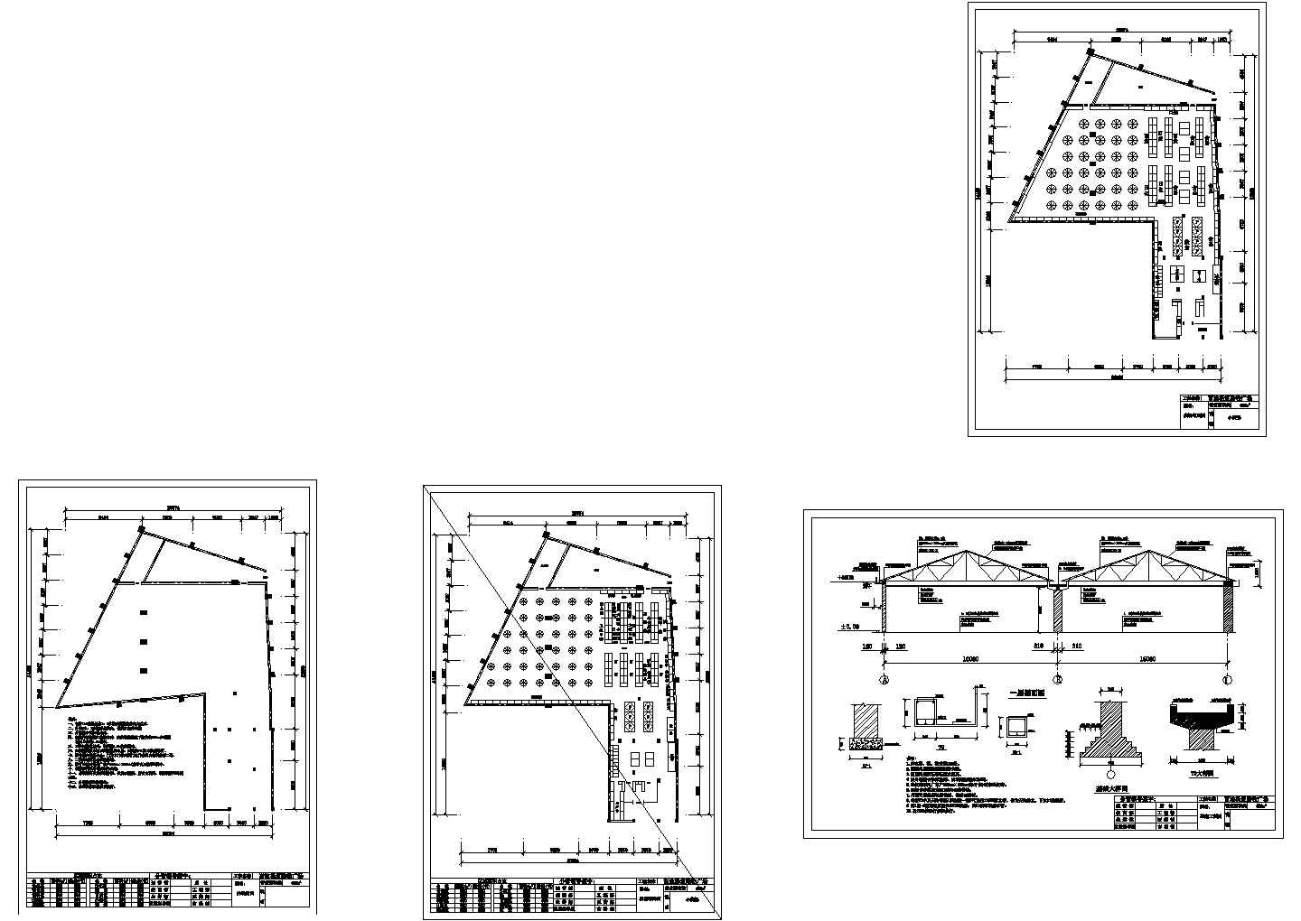 某地小区400平米购物广场卖场全套设计建筑施工设计cad图纸