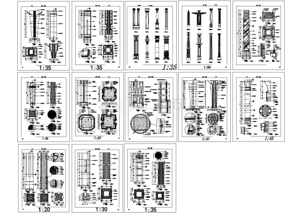 经典13种常见的柱子建筑装饰cad施工详图（甲级院设计，种类齐全）-图一