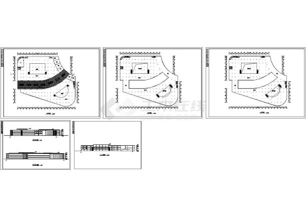 某地3层商业步行街商场建筑初步设计方案图纸【各层平面 2立1剖】-图一
