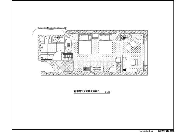 北京龙泉洗浴中心装修设计建筑施工cad图纸，共十八张-图一