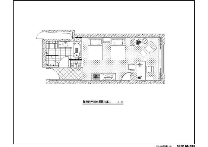 北京龙泉洗浴中心装修设计建筑施工cad图纸，共十八张_图1