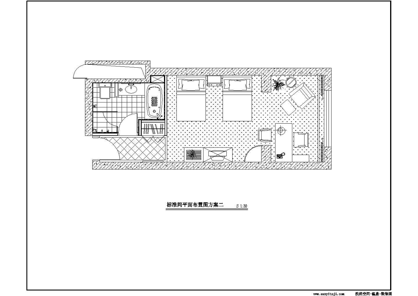 北京龙泉洗浴中心装修设计建筑施工cad图纸，共十八张