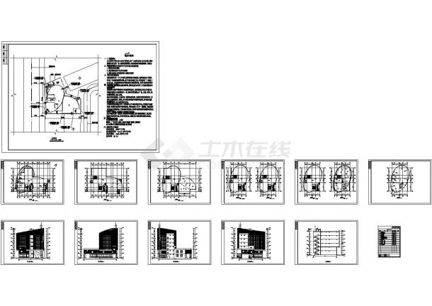 830平方米6层小高层餐厅设计建筑施工cad图纸，共十二张-图一