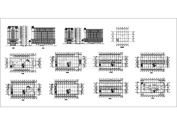 十层酒店综合楼规划设计建筑施工cad图纸，共十一张-图一