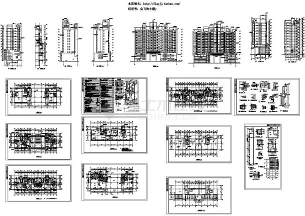 7588平米12层商住楼建筑设计施工cad图纸，共十九张-图一