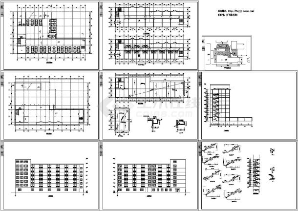 8层豪华旅馆综合楼建筑设计施工cad图纸（含地下一层，共九张）-图二