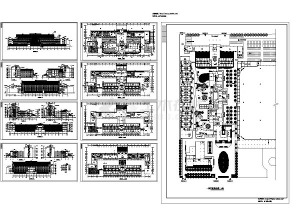 15091平米古建筑宾馆建筑设计施工cad图纸，共九张-图一