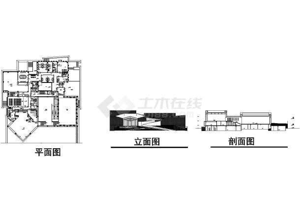 一套单层创意小型博物馆建筑初步设计方案图-图一