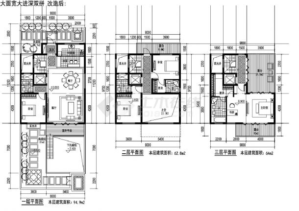 北京合院户型改造前后CAD图-图二