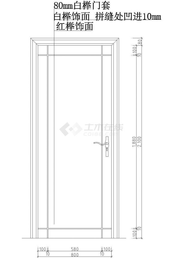 典型门窗装修安装设计cad施工详图（标注详细）-图二