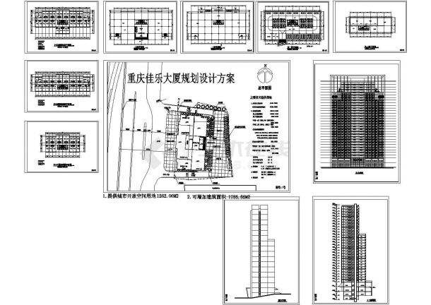重庆佳乐大厦施工方案平面建筑图-图一