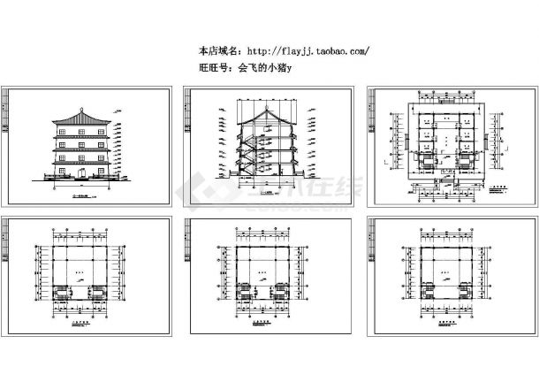 某地四层古建筑佛塔设全套建筑施工设计cad图（含各层平面图）-图一