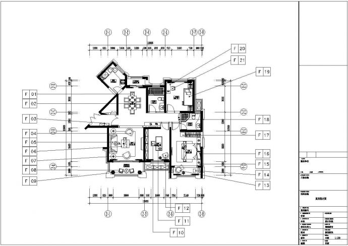 某地3室2厅新古典样板房全套装施设计cad图纸（含效果图）_图1