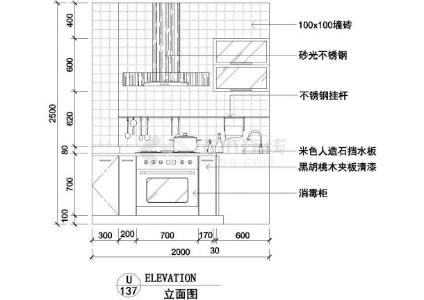 典型厨房室内装修设计cad立剖面图集（甲级院设计，53个cad文件）-图二