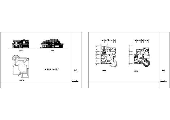 某小型独栋别墅装修设计CAD图纸_图1